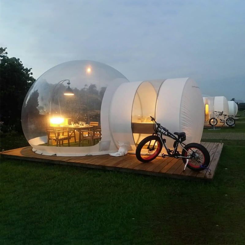 Tente Bulle Transparente GYMAX 3-4 Personnes - Pop-up, Résiste à -20°C, Double Toit Imperméable PVC | Pour Camping, Pêche, événements Extérieurs - 3