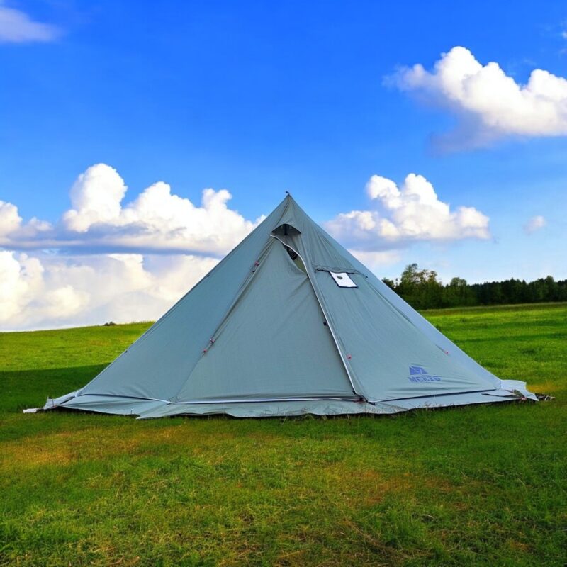 Tente Tipi TIYASTUN 4 Saisons – Polycoton 2,4×2,4×1,5m, Jupe Pare-neige, Anti-condensation, Montage 10 Min, Solo