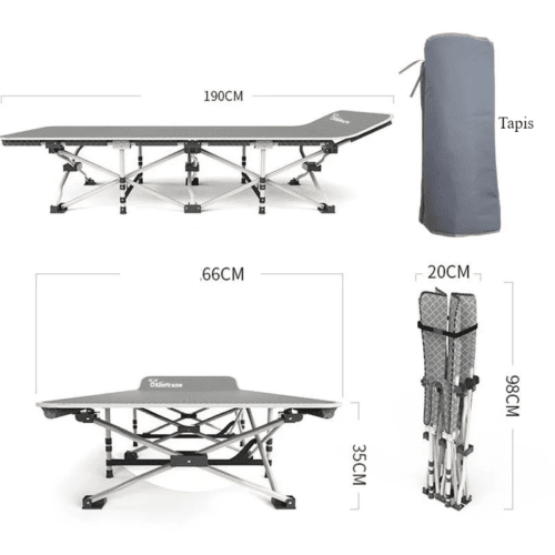 Lit De Camping Pliable Garvee – Capacité 180 Kg – Matelas épais Inclus – Tissu Oxford 600D – Bleu – 170 Cm – Pour Maison, Bureau, Extérieur