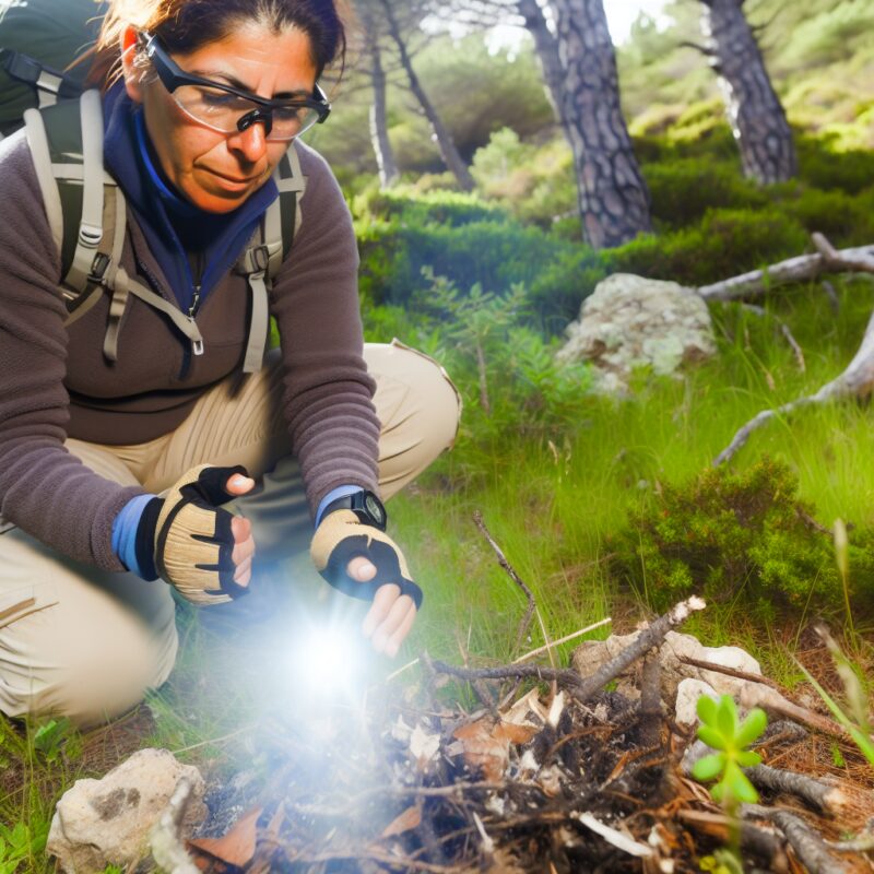 Techniques pour allumer un feu avec des lunettes.