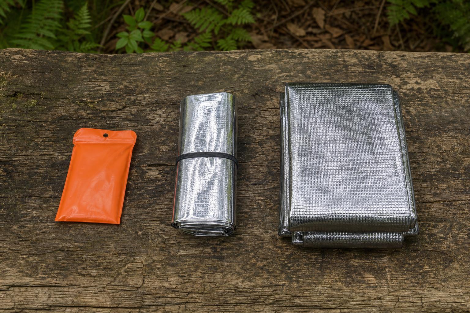 Trois types de couvertures de survie jetable réutilisable et bivouac comparées