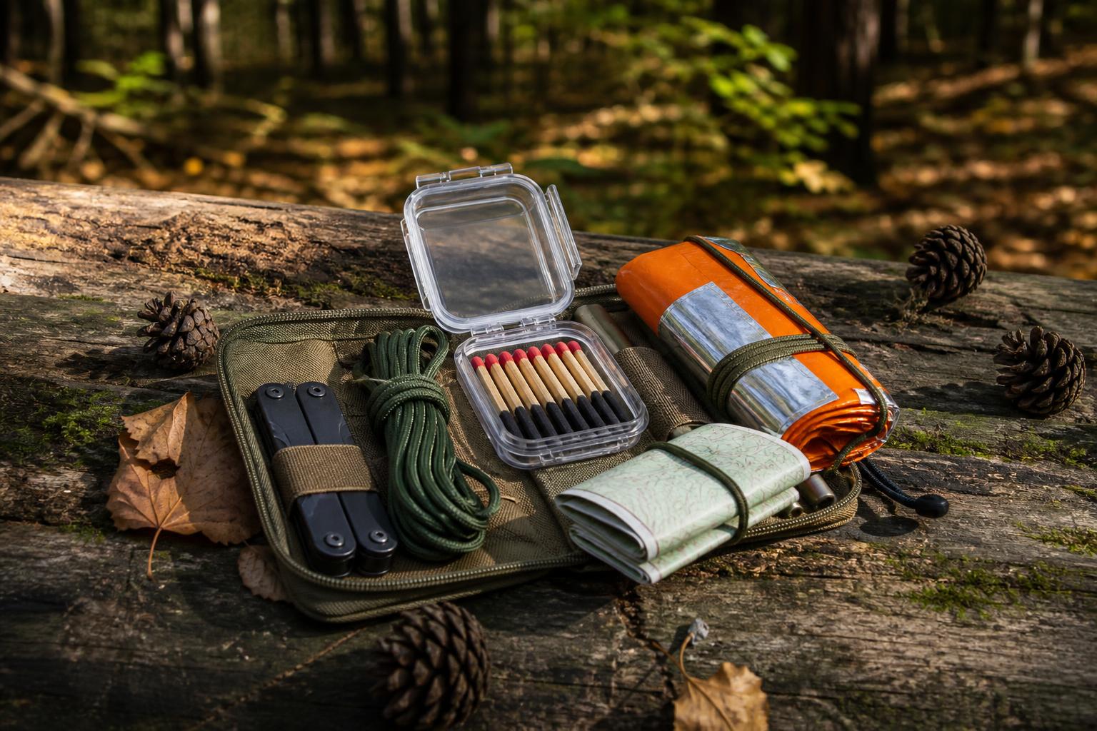 Boîtier étanche allumettes survie kit bivouac stockage forêt