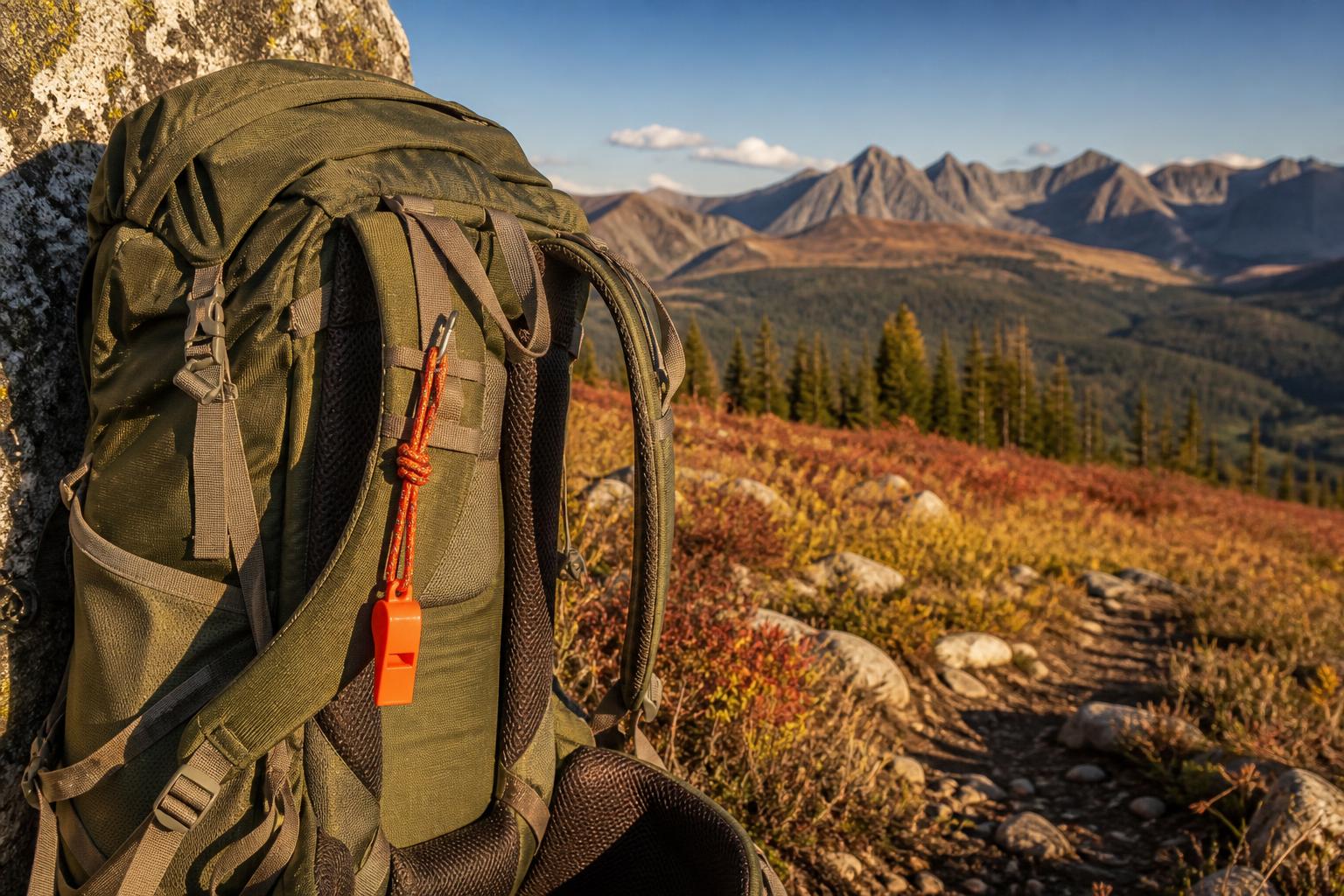 Sifflet de survie fixé bretelle sac à dos randonnée montagne