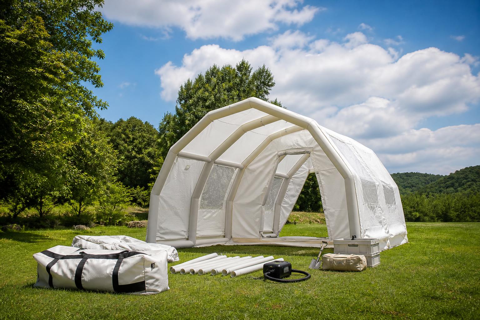 Montage tente gonflable glamping structure modulable prairie