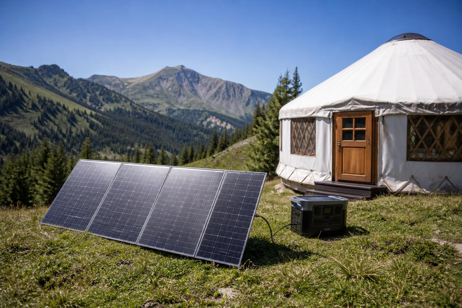 Panneau solaire portable yourte glamping autonomie énergétique montagne